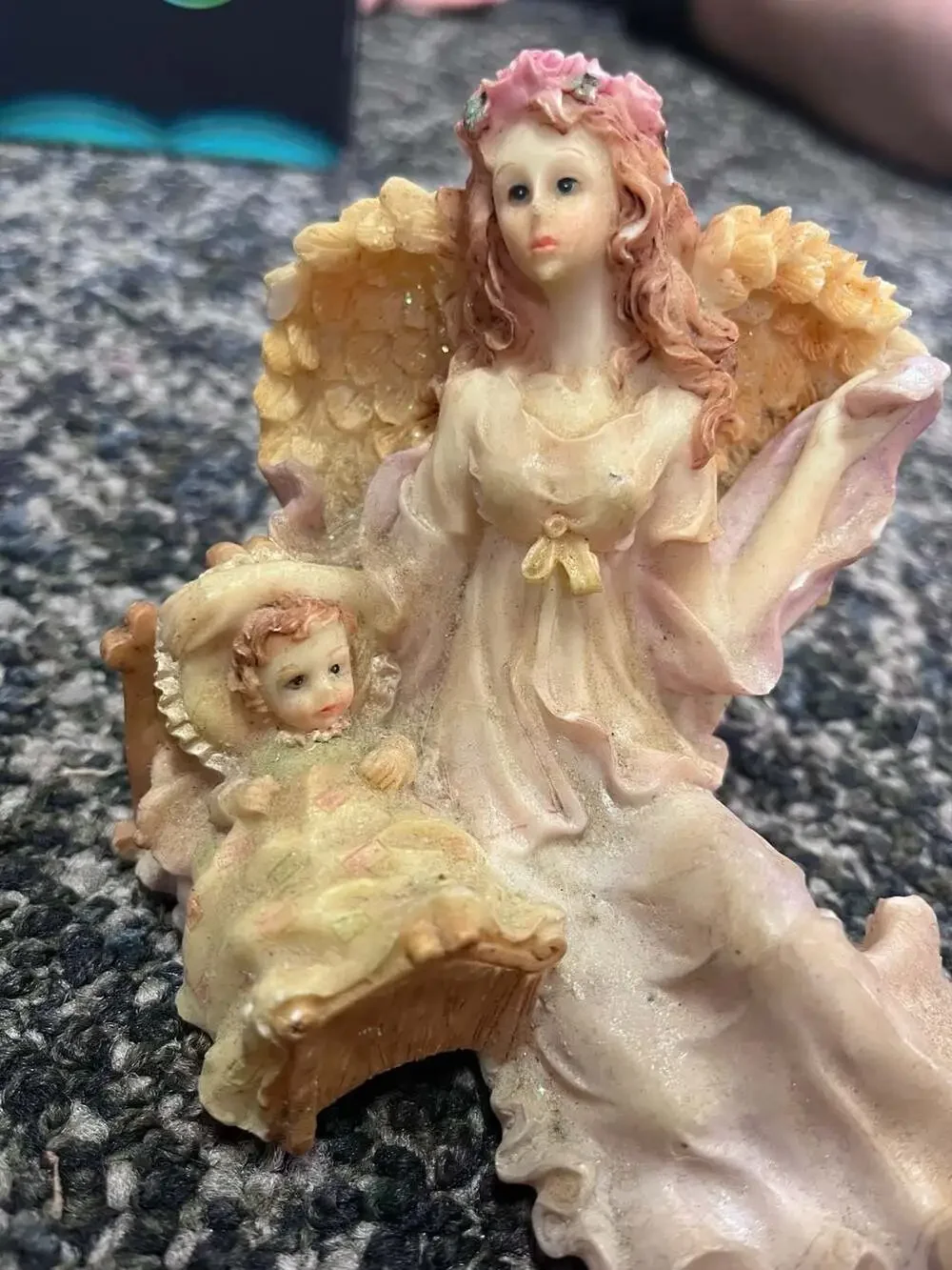 K's Collection Angel Figurine with Baby in Bassinet